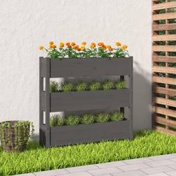 vidaXL Jardinière Gris 112x25x104,5 cm Bois Massif De Pin