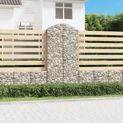 vidaXL Cesto Gabbione Ad Arco 100x50x200/220 cm Ferro Zincato - Argento
