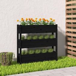 vidaXL Plantekasse 112 x 25 x 104,5 cm Massivt Fyrretræ Sort