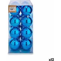 Set med 12 Blå Plastjulkulor 8 x 9 x 8 cm Julgranspynt