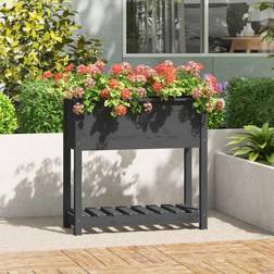 vidaXL Med Hylde 82,5 x 34,5 x 81 cm Massivt Fyrretræ Grå Plantekasse