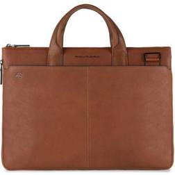 Piquadro Mens briefcase black ca4021b3 light brown leather expandable bag