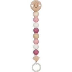 Goki Wooden Pacifier Chain Heart Pink