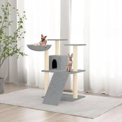 vidaXL Albero Per Gatti Con Tiragraffi In Sisal Grigio Chiaro 83 cm
