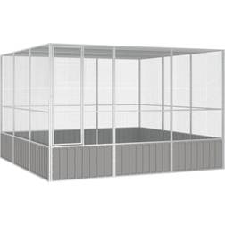 vidaXL Cage À Oiseaux Gris 302.5x324.5x211.5 cm Acier Galvanisé Grey