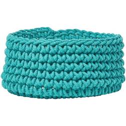 Homescapes Teal Green Cotton Knitted Round Storage Basket