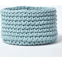 Homescapes Blue Cotton Knitted Round Basket