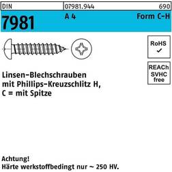 Blechschrauben DIN 7981 A 4 3.5 x 25 -C-H