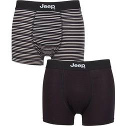 Jeep Men's Plain and Fine Striped Fitted Bamboo Trunks 2-pack - Black/Stripe