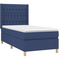 vidaXL Boxspringbett mit Matratze 100x200 cm Blau Bettrahmen