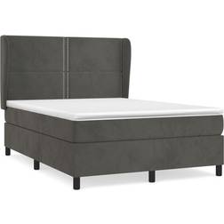 vidaXL Cama Box Spring Con Colchón Terciopelo Gris Oscuro 140x190 cm