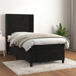 vidaXL Ramsäng Med Madrass Svart 100x200 cm Sammet Sängram