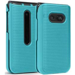 Teal Mint Cyan Grid Case Hard Shell Cover for LG Classic Flip Phone L125DL