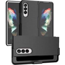 Black Hard Case Cover and Belt Clip Holster Stand for Samsung Galaxy Z Fold 3 5G