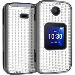 Pearl White Grid Texture Hard Case Cover for Alcatel Go Flip 4, TCL FLIP Pro