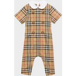 Burberry Checked Cotton-Blend Onesie - Kids