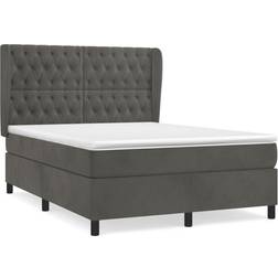 vidaXL Cama Box Spring Con Colchón Terciopelo Gris Oscuro 140x190 cm