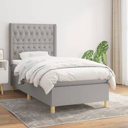 vidaXL Cama Box Spring Con Colchón Tela Gris Chiaro 100x200 cm