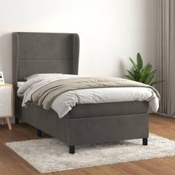 vidaXL Cama Box Spring Con Colchón Terciopelo Gris Oscuro 100x200 cm