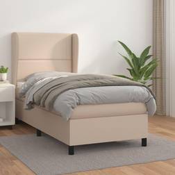 vidaXL Cama Box Spring Con Colchón Cuero Sintético Capuchino 100x200 cm - Marrón