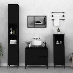 vidaXL Set De Muebles De Baño 3 Piezas Madera Contrachapada Negro