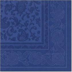 Papstar Serviettes "ROYAL Collection" pliage 1/4 40 cm x 40 cm bleu foncé "Ornaments"
