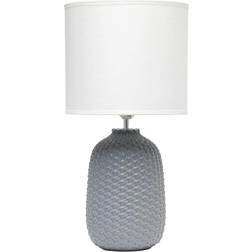 Simple Designs 20.4 with White Shade Traditional Ceramic Purled Texture Bedside Table Lamp