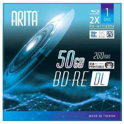 Arita BD-RE DL Rewritable 50GB Double Layers 260min White Inkjet Hub