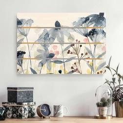 Holzbild Plankenoptik Blumen Querformat Wildblumen Aquarell II