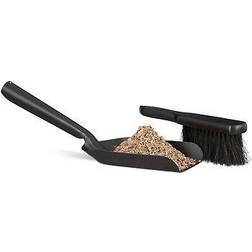Relaxdays Paletta e Scopetta 41 cm Acciaio Set Accessori Pulizia Casa Pala Raccogli Cenere Camino Nero
