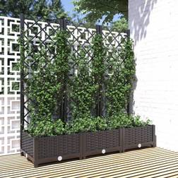 vidaXL Garden Planter with Trellis Black PP Raised Bed Flower Box Plant