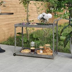 vidaXL Barvogn 100 x 45 x 83 cm Polyrattan Grå Rullebord