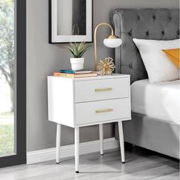 Furniturebox White/Gold Modern Bedside Table