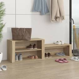 vidaXL Zapatero Madera Contrachapada Roble 150x35x45 cm Beige Organizador de zapatos