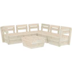 vidaXL Garten Palettensofa Imprägniertes Fichtenholz 3x Eckteil 2x Mittelteil Tisch Lounge-Set