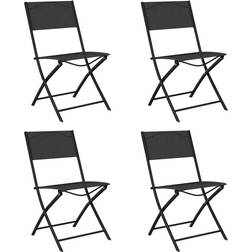 vidaXL Folding Outdoor Chairs 4 pcs Black Steel and Textilene