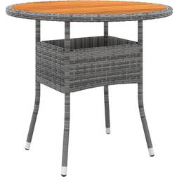 vidaXL Mesa De Jardín Madera Acacia Y Ratán Sintético Gris Ø80x75 cm