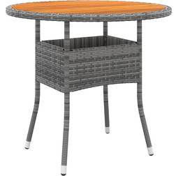 vidaXL Puutarhapöytä Ø80 x 75 cm Akaasiapuu ja Polyrottinki Harmaa