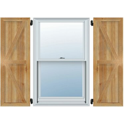 Ekena Millwork TimberCraft Framed BnB Z-Bar Shutters, Rough Sawn Red Cedar Pair