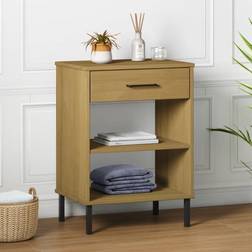 vidaXL Console Cabinet With Metal Legs Brown Solid Wood Pine OSLO Mesa Consola