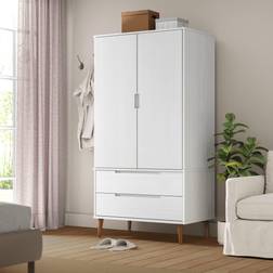 vidaXL Garde-Robe MOLDE Blanc 90x55x175 cm Bois Massif De Pin Armoire