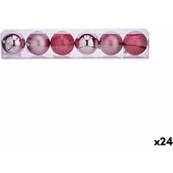 Uppsättning Av Julkulor Rosa Plast Ø 8 cm Julgranspynt