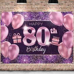 Pakboom happy 80th birthday banner backdrop 80 birthday party decorations s