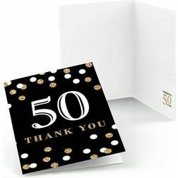 Adult 50th birthday gold birthday party thank you cards 8 count