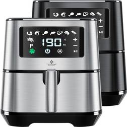 Kesser XXL 5.5 Litres Friteuse À Air Chaud Acier Inoxydable 1700W Friteuse Airfryer Touch Display 8 Programmes