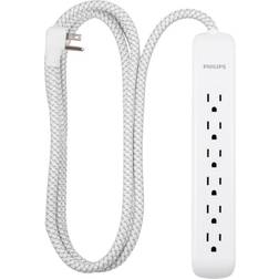 Philips 6-Outlet Surge Protector with 6ft Extension Cord, White