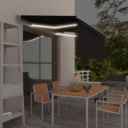 vidaXL Manual Retractable Awning With Blind LED 3.5x2.5m Anthracite