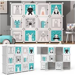 Vicco Kleiderschrank Andy grau modular 12 Fächer Kleiderstange Steckregal