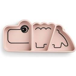 Done by Deer Silicone Stick and Stay plate Croco, Plates, Pink