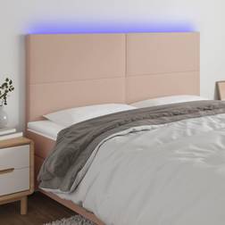 vidaXL LED cappuccino konstläder Sänggavel